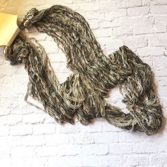 Gunmetal & Silver multi chain statement necklace - Picture 4 of 5